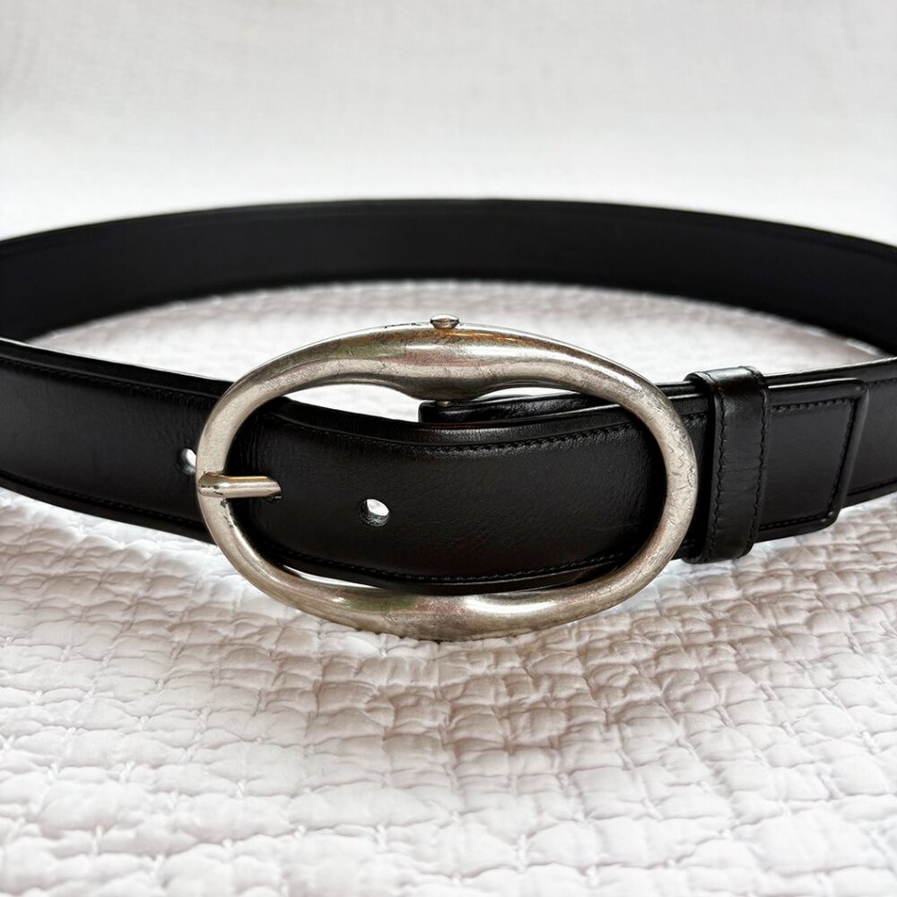 Vintage Yves Saint Laurent Black Leather Belt, Size M
